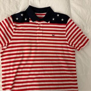 Vineyard Vines Red and White Striped Polo